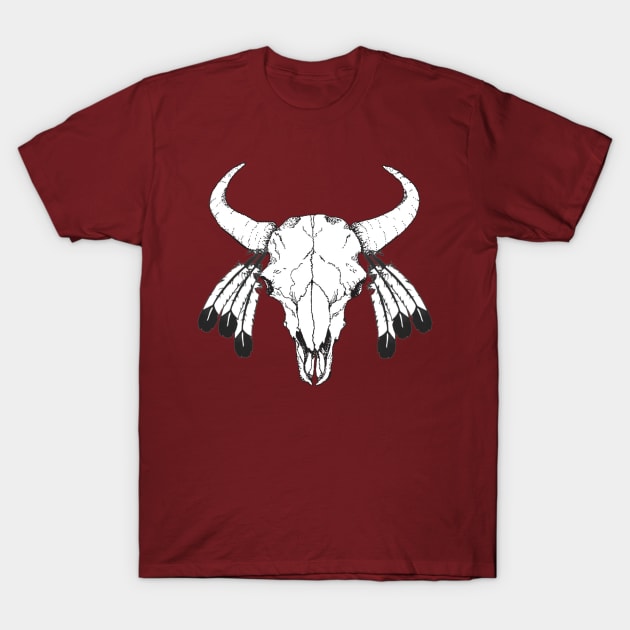 Bison Skull 2 T-Shirt by Brightfeather